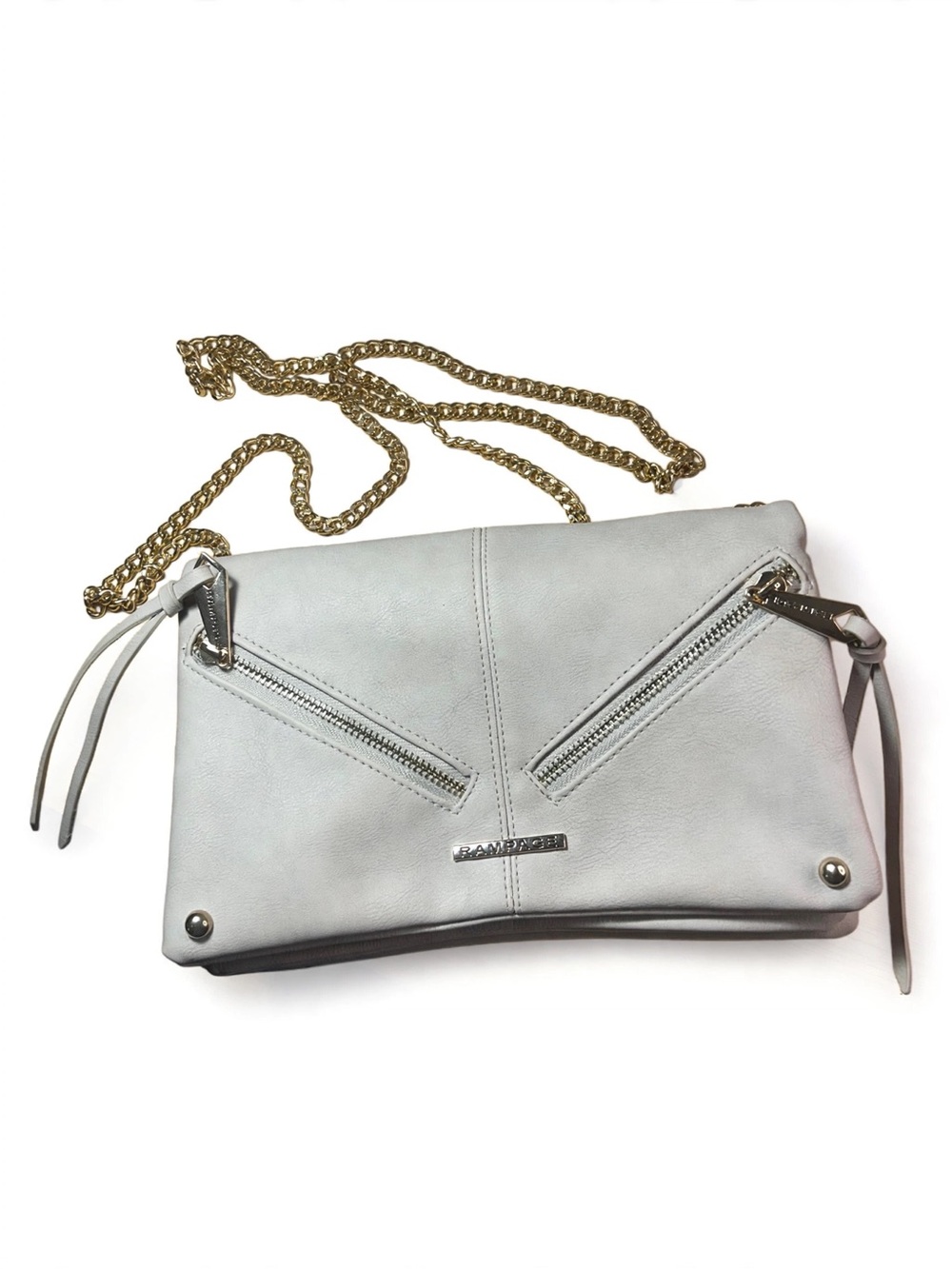 Grey an White Chain-Strap Crossbody Bag by Rampage